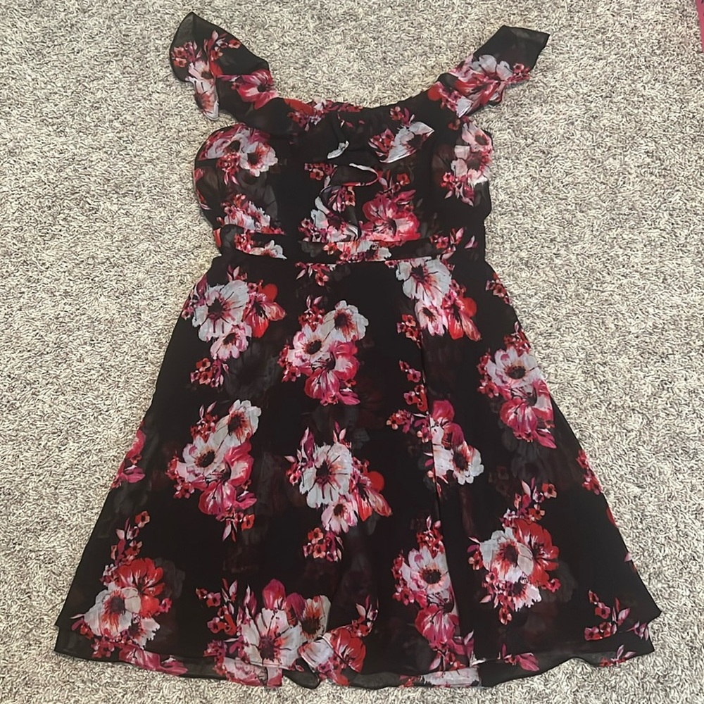 Pink and black floral dress